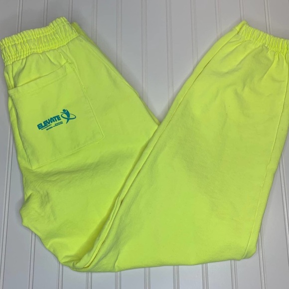 🔥🔥CLUB FANTASY NEON YELLOW STARLIGHT SWEATPANTS RAVE STREETWEAR XS NWT🔥🔥 - Picture 5 of 5
